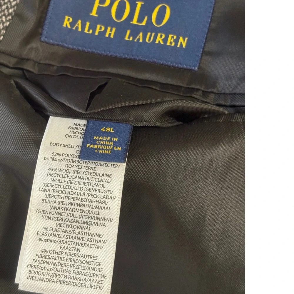 Polo Ralph Lauren Mens Tweed Herringbone Blazer 48L Grey Wool Blend Sport Coat